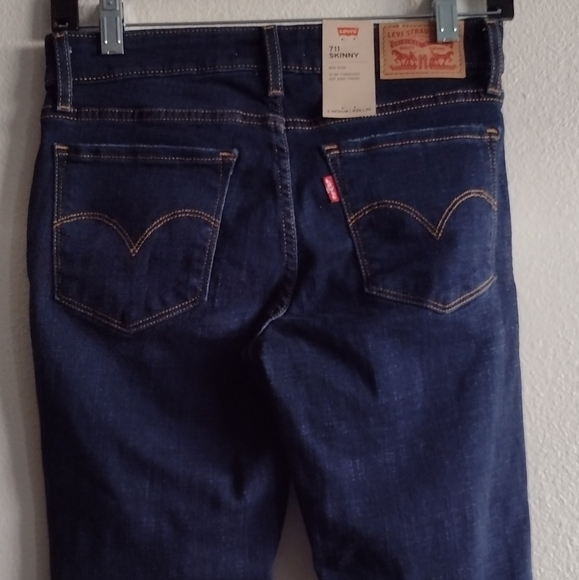 Levi's 711 Distressed Slim Mid rise Skinny Blue Jeans Denim 26W Grunge Indie - Picture 8 of 11